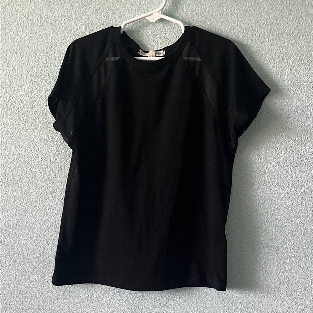 Threads 4 Thought Girls Black Mesh Sleeve Tee Size 8